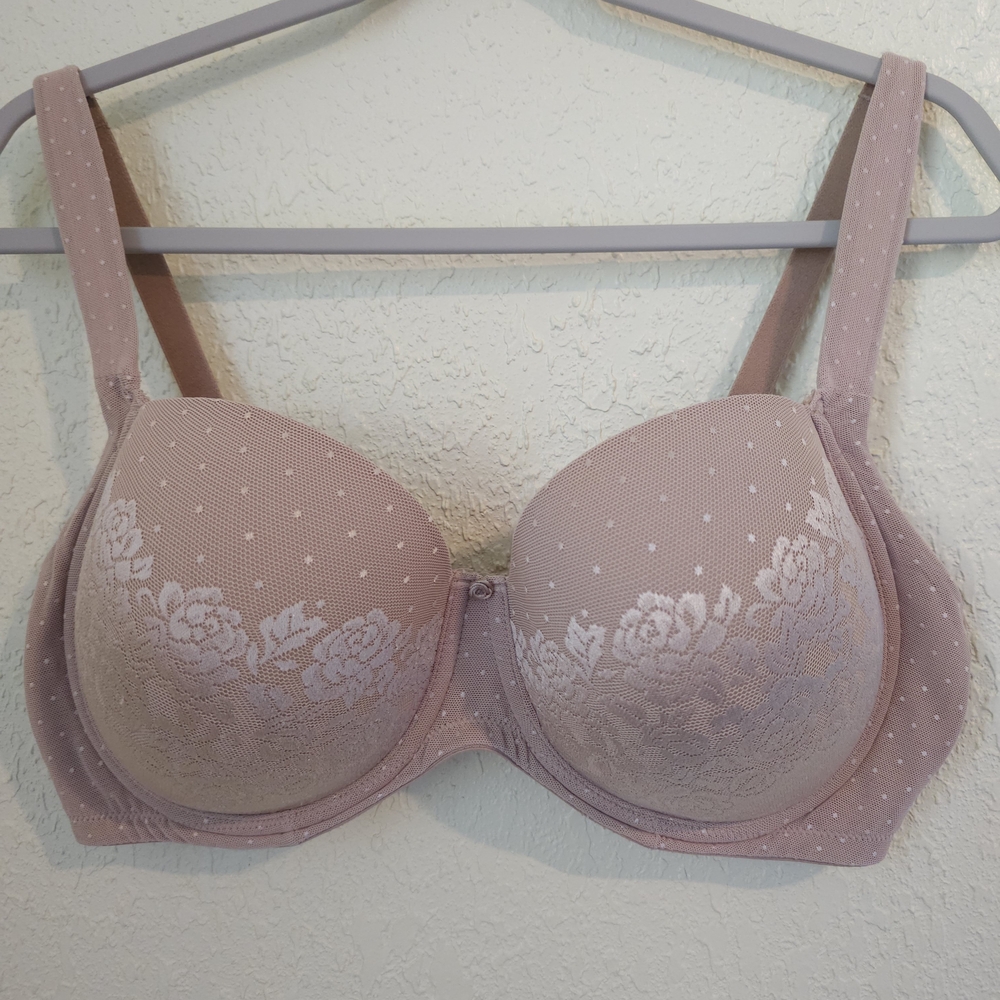 Soma Size 38DD Stunning Support Full Coverage Underwire Bra, Beige Floral Lace